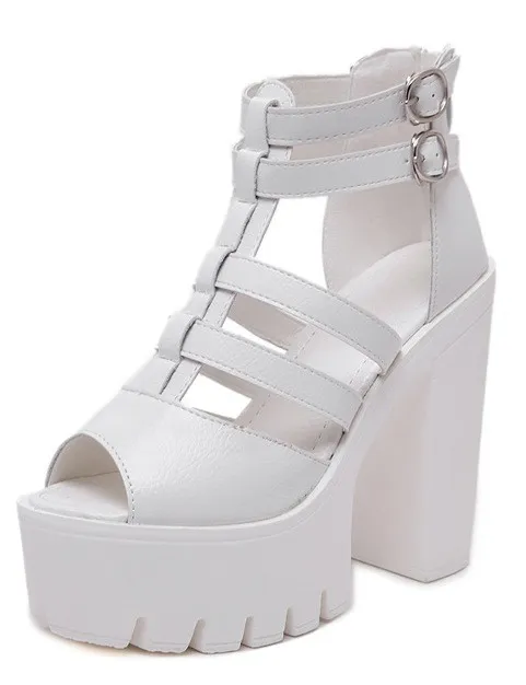 White Peep Toe Punk Rock High Heels