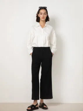 Wide Leg Contrast Stitching Tailored Trousers