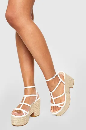 Wide Width Cage Detail Espadrille Wedges