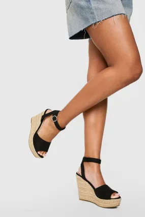 Wide Width Peep Toe Espadrille Wedges