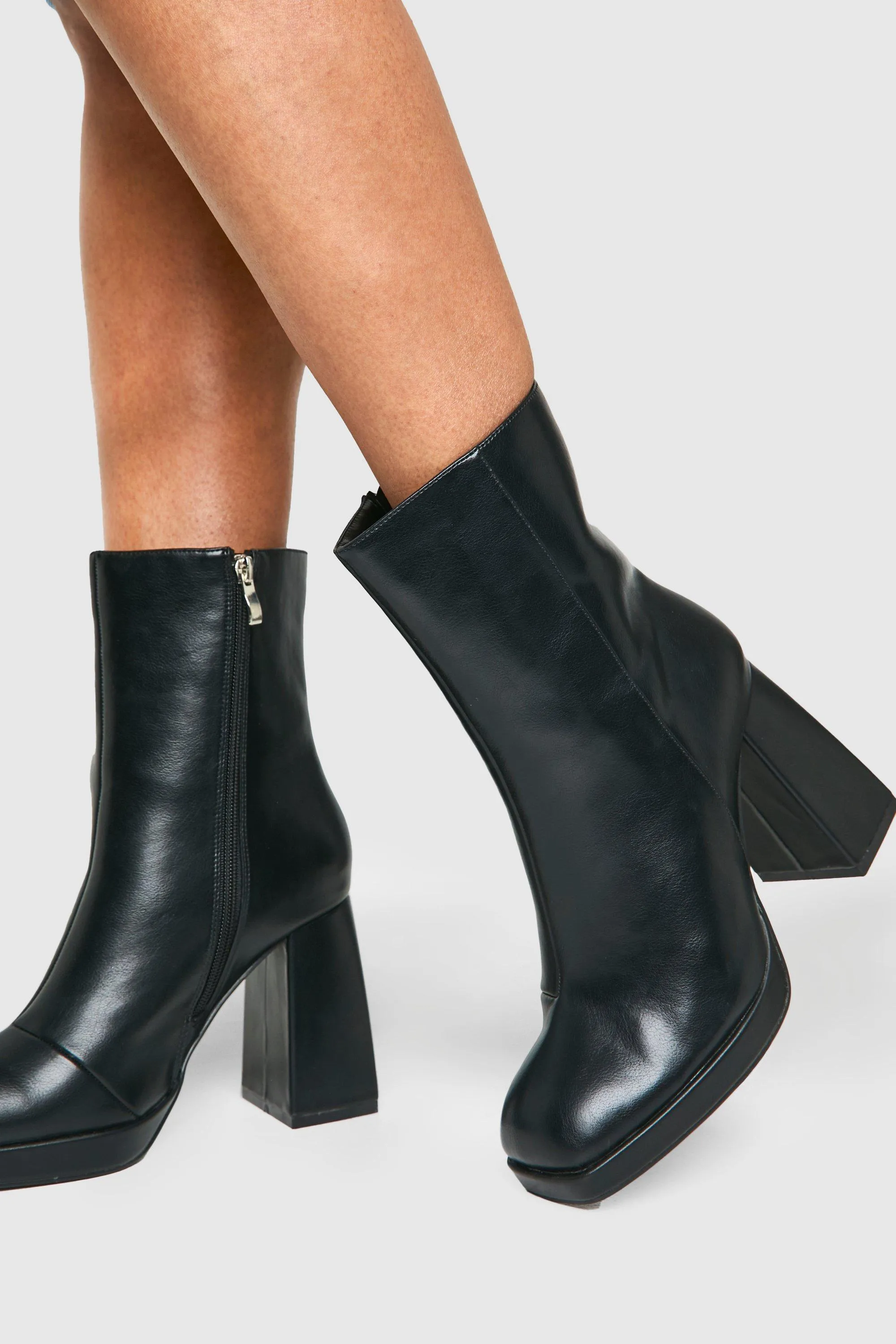 Wide Width Platform Block Heel Boots