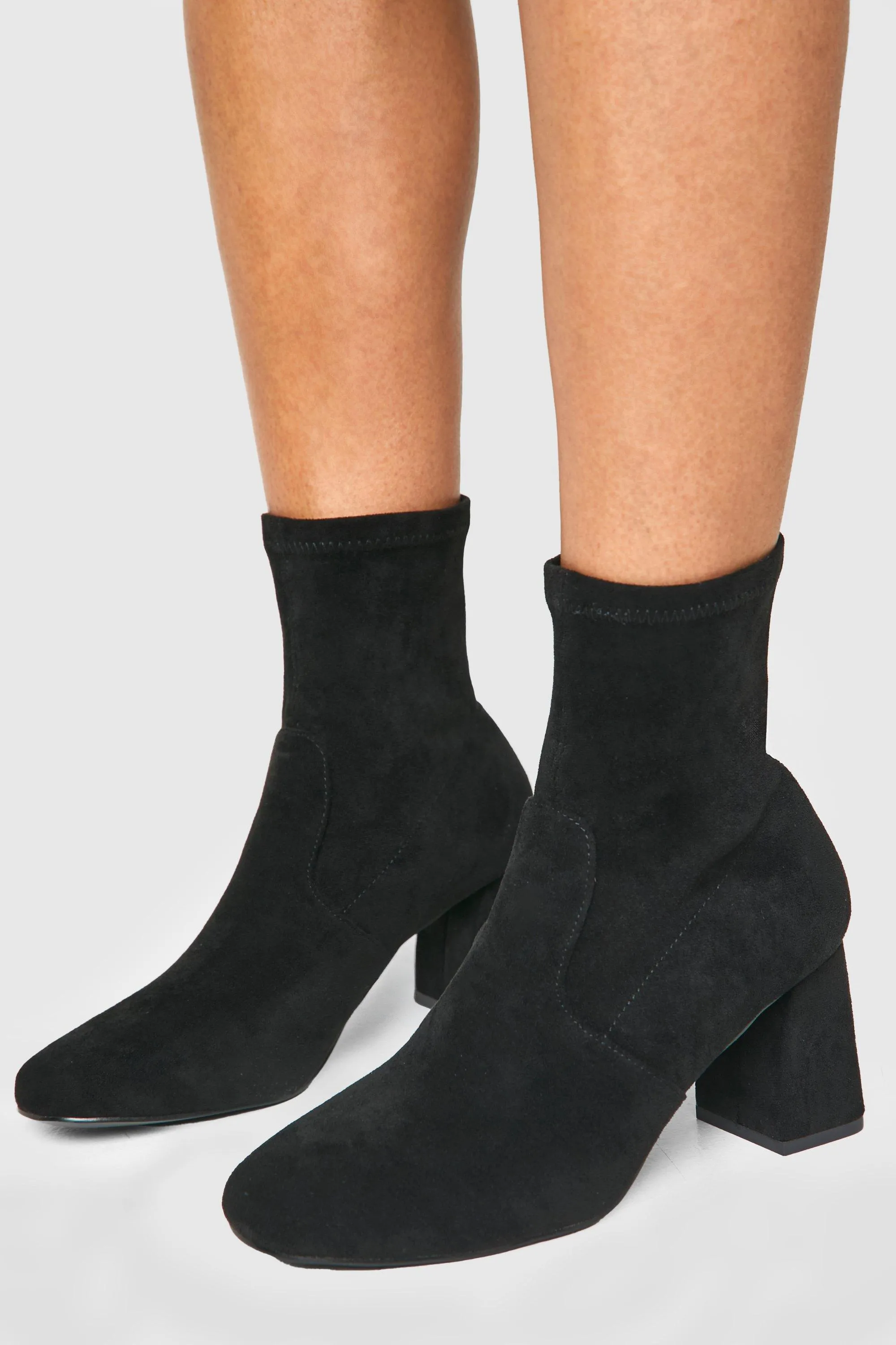 Wide Width Square Toe Block Heeled Boots