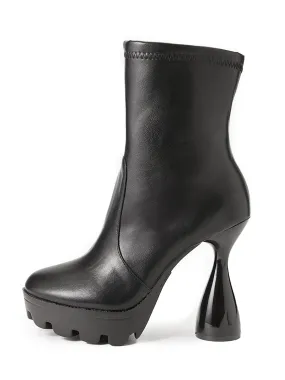 Women's Classic Round Toe Black Ankle Boots