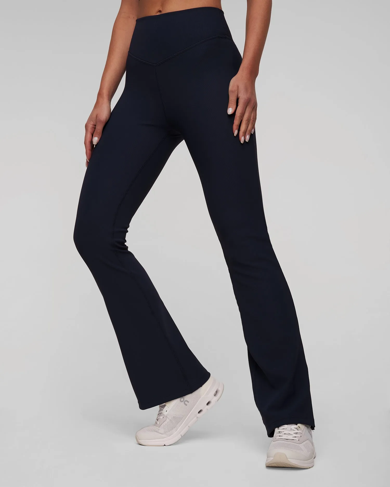 Women's navy blue trousers The Upside Ribbed Florence Flare usw124111-navy