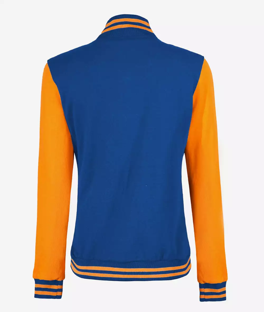 Womens Baseball Style Yellow and Royal Blue Varsity Jacket