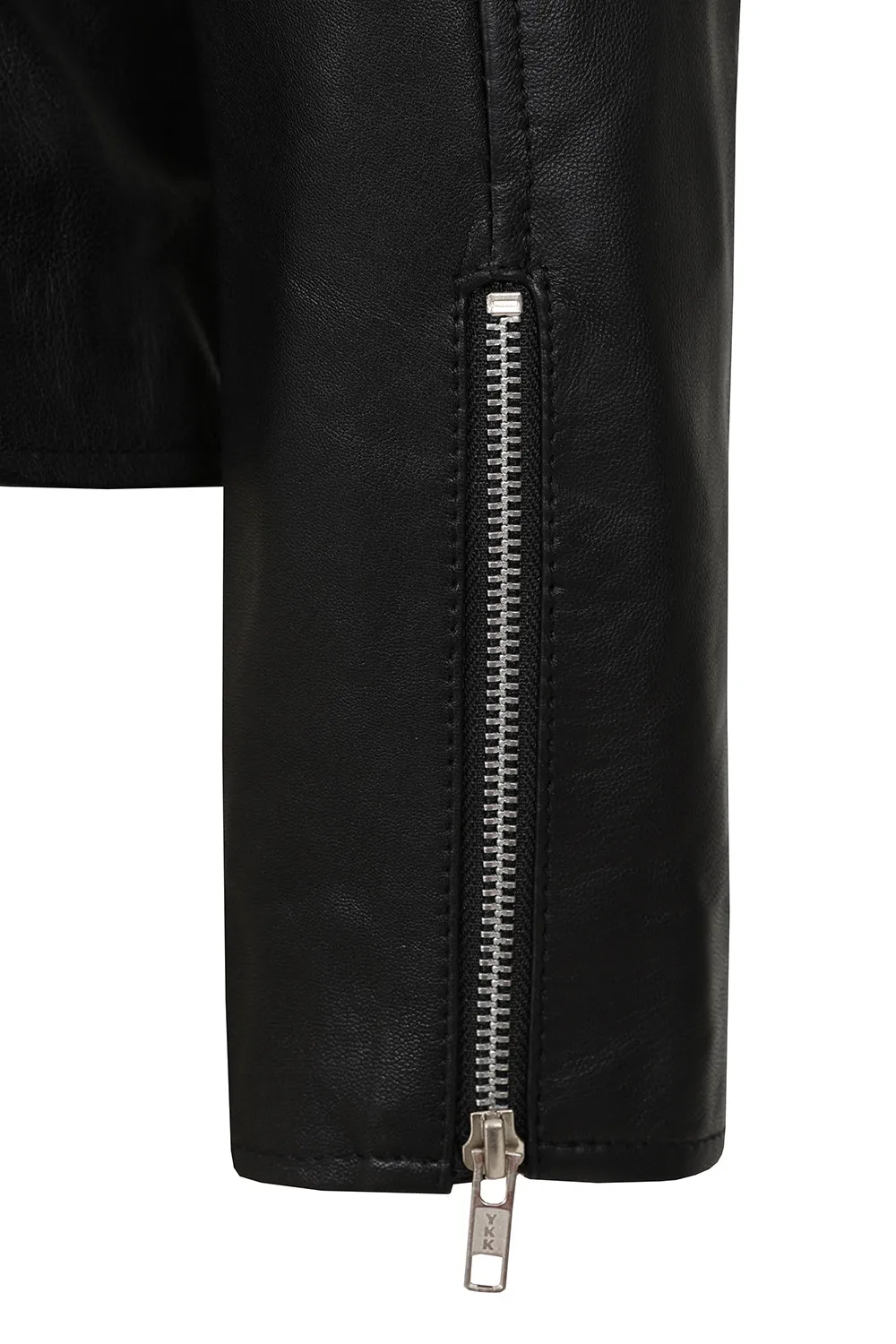 Women's Black Leather Biker Jacket - Emma