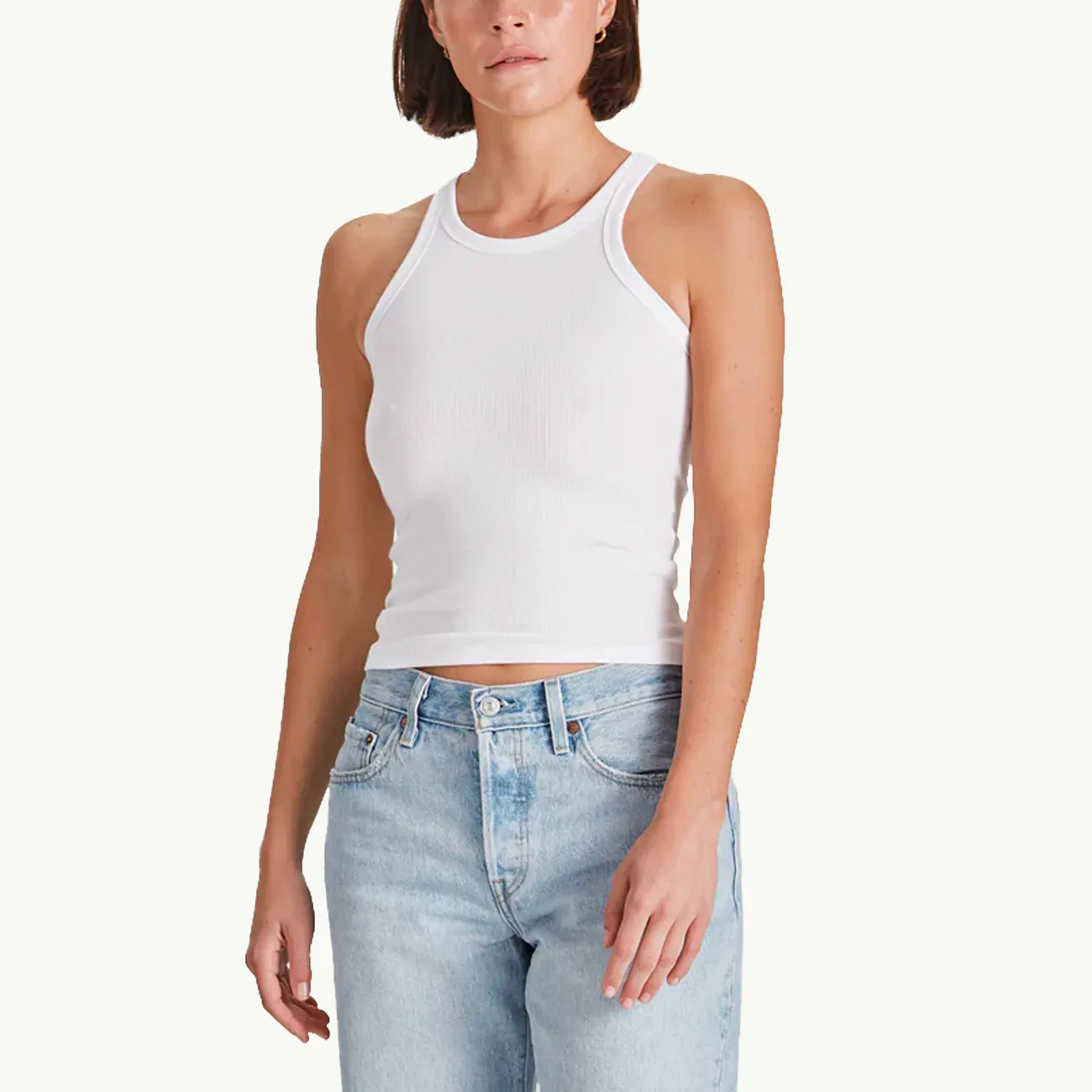 Women's Fine Rib Tank - White