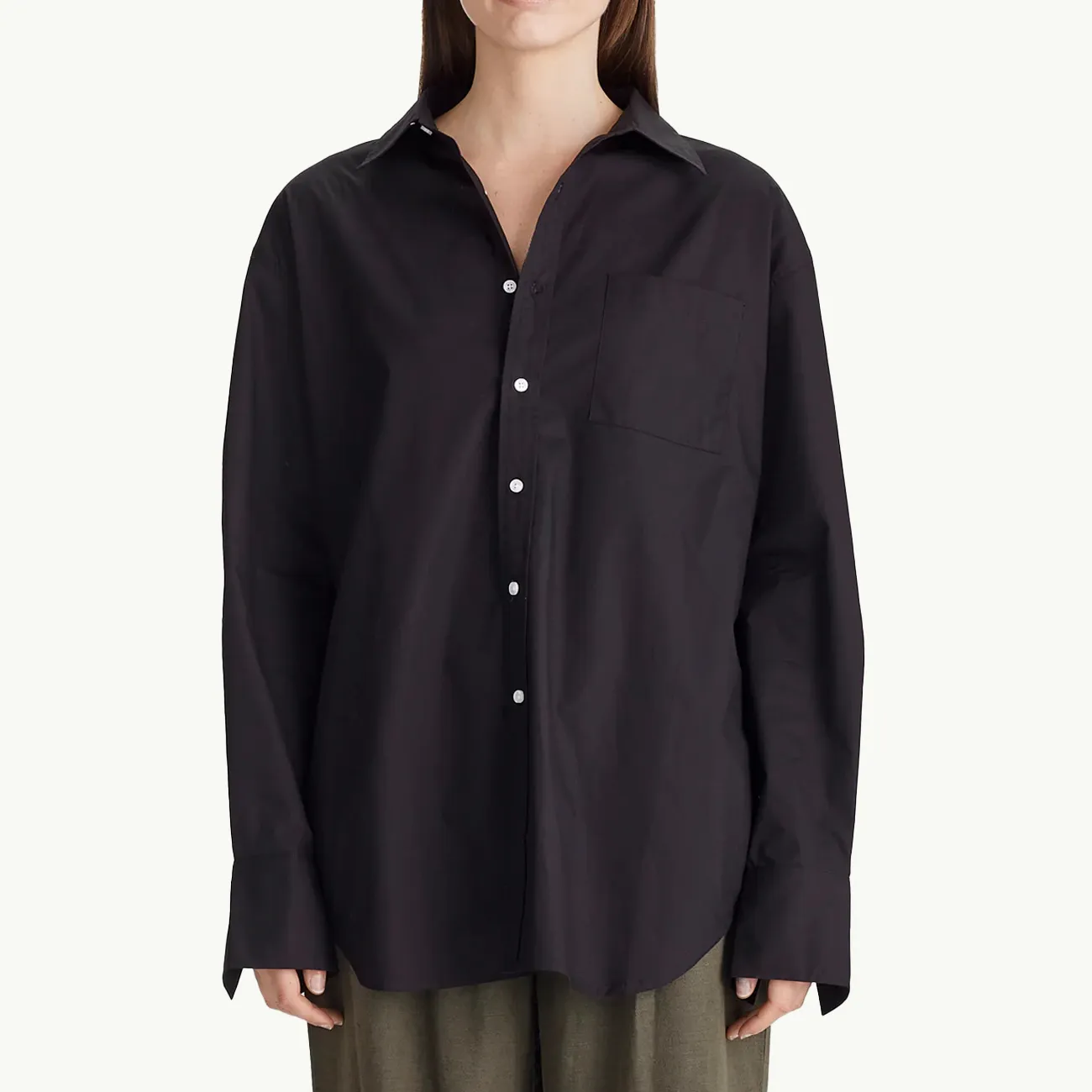 Women's Oversized Poplin Shirt - Black