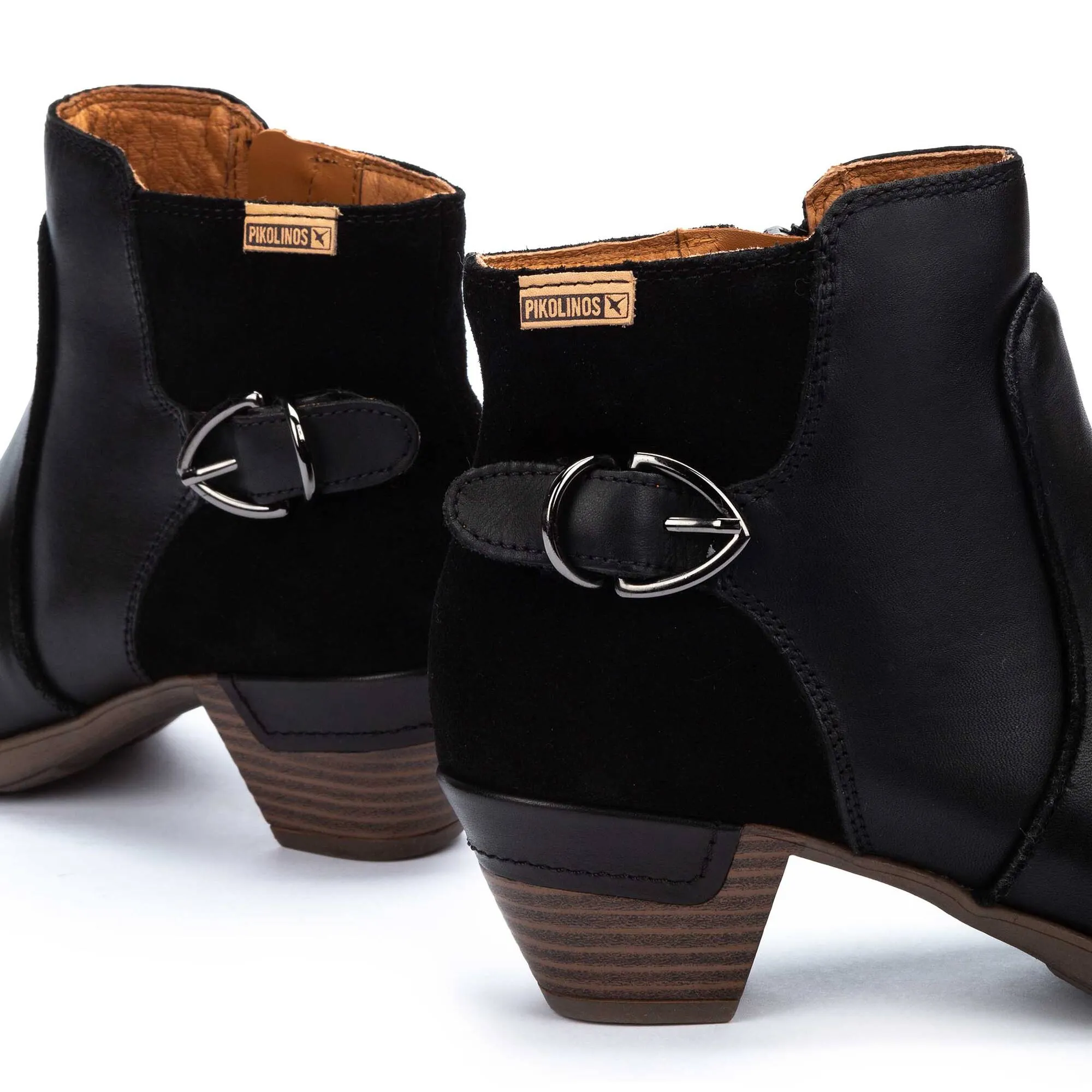 Women's Pikolinos Rotterdam Ankle Boots with Decorative Buckle Color: Black