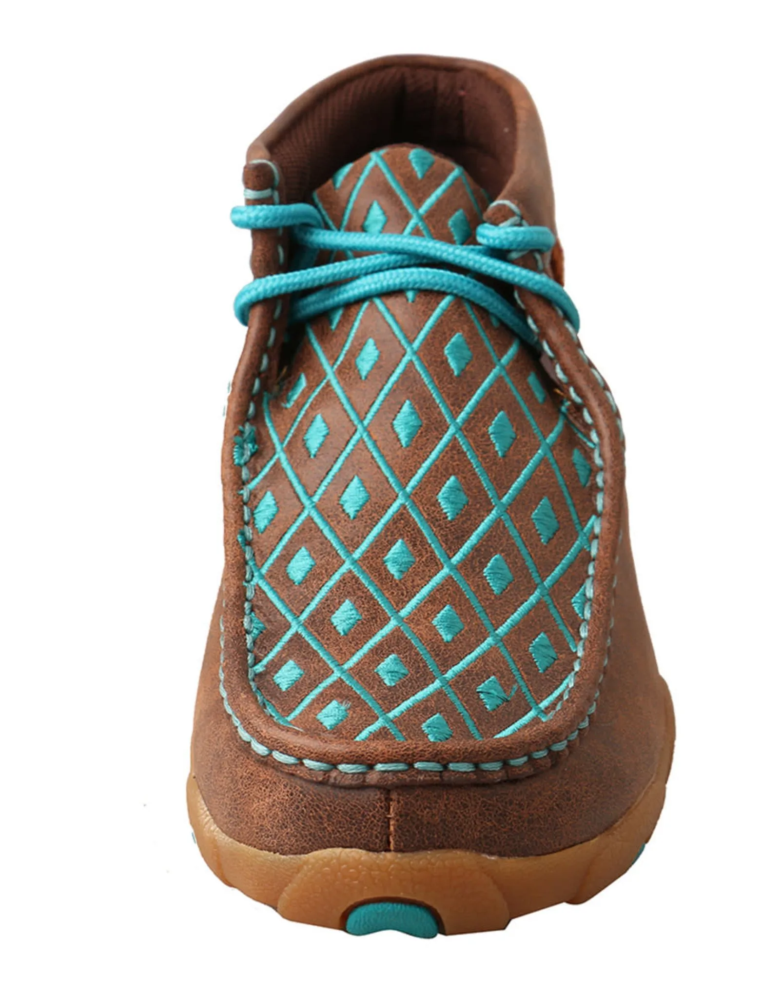 Womens Twisted X Chukka Driving Moc Brown Teal Embroidery