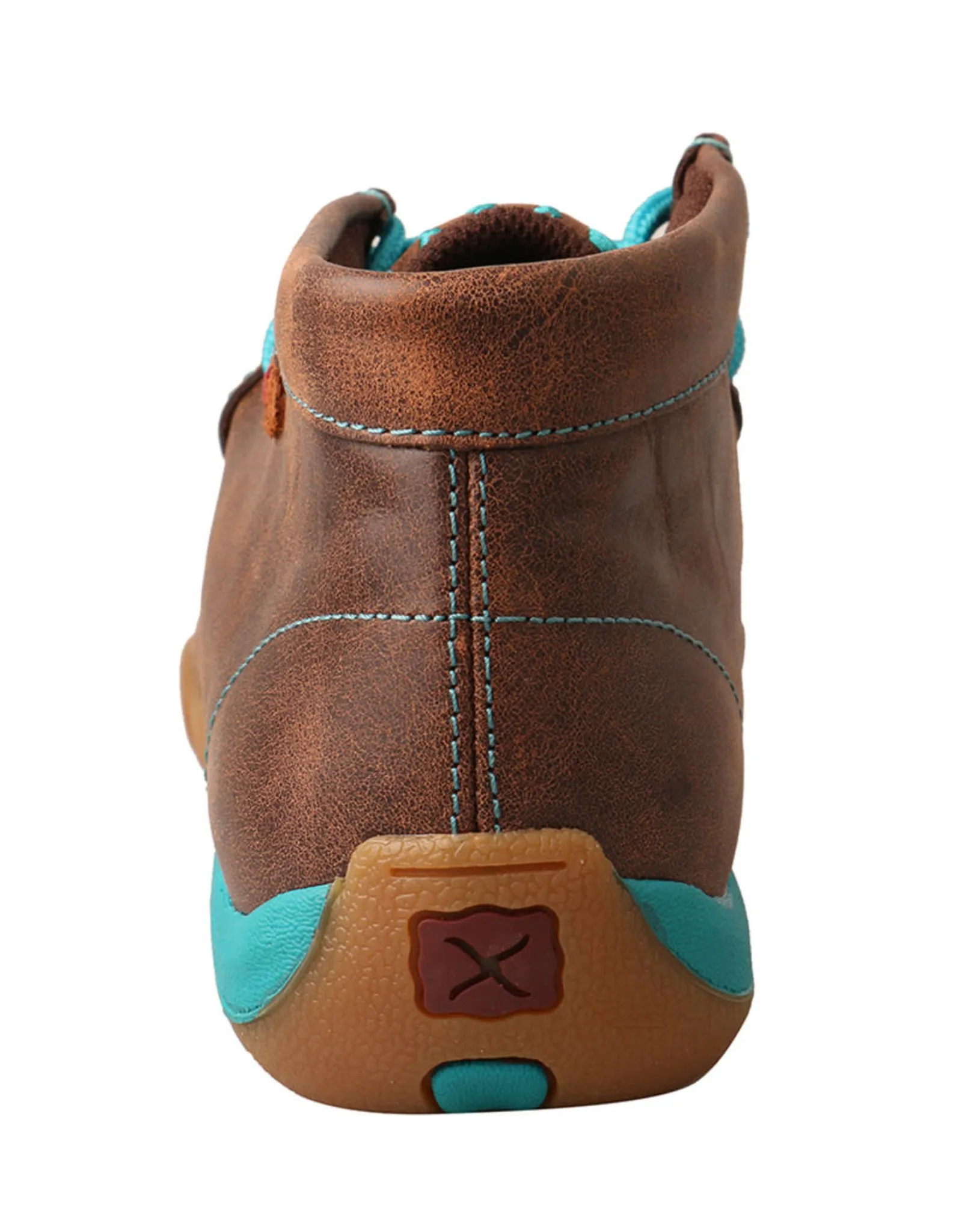 Womens Twisted X Chukka Driving Moc Brown Teal Embroidery