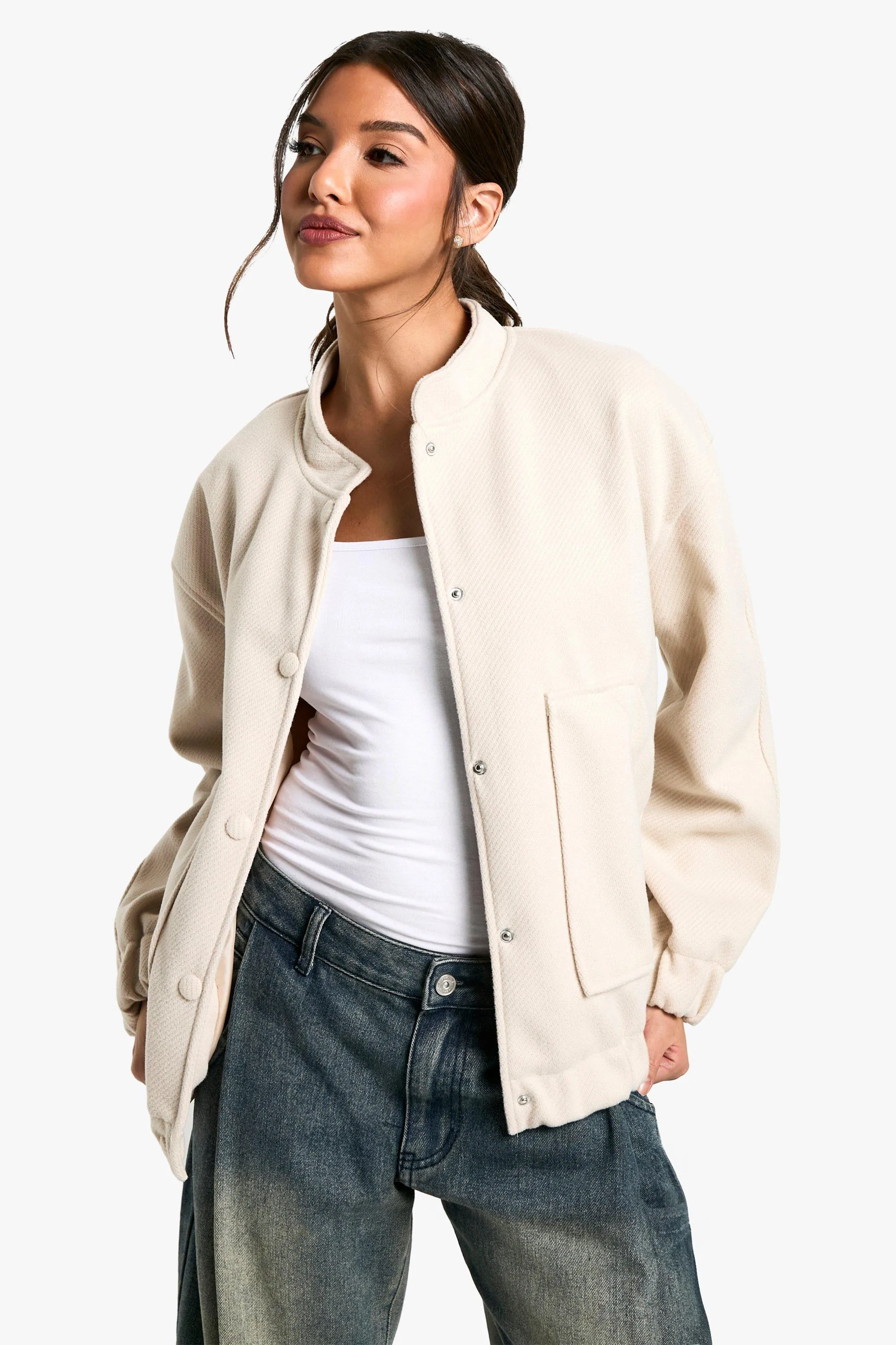 Wool Look Bomber Jacket