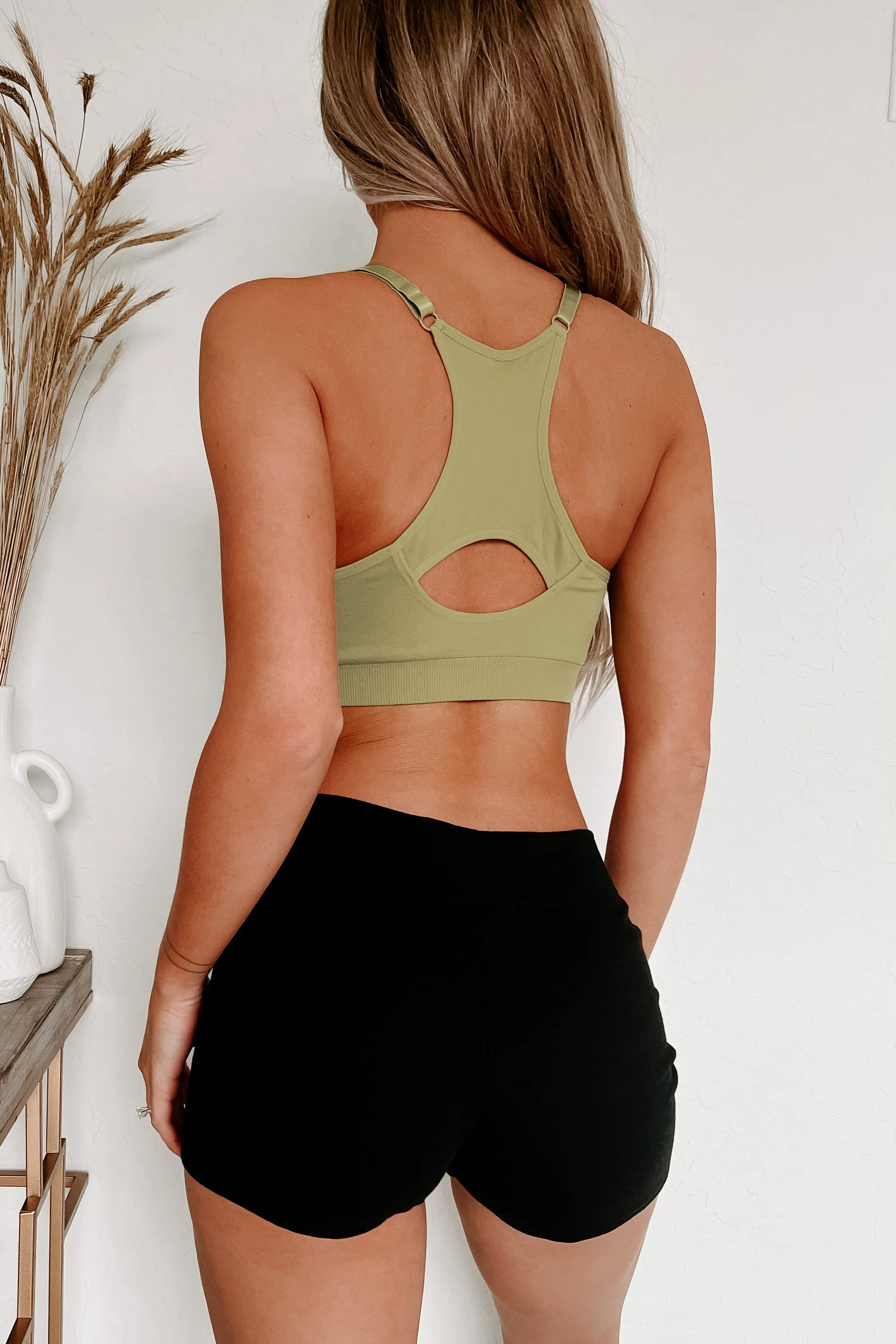 Work It Girl Padded Racerback Sports Bra (Green)