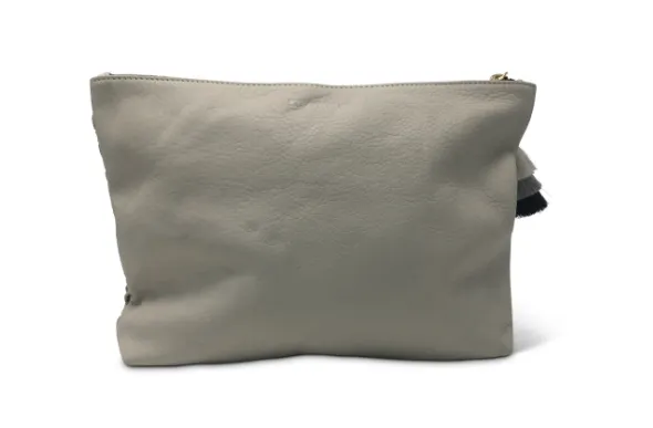 Chalk White Leather Clutch Bag