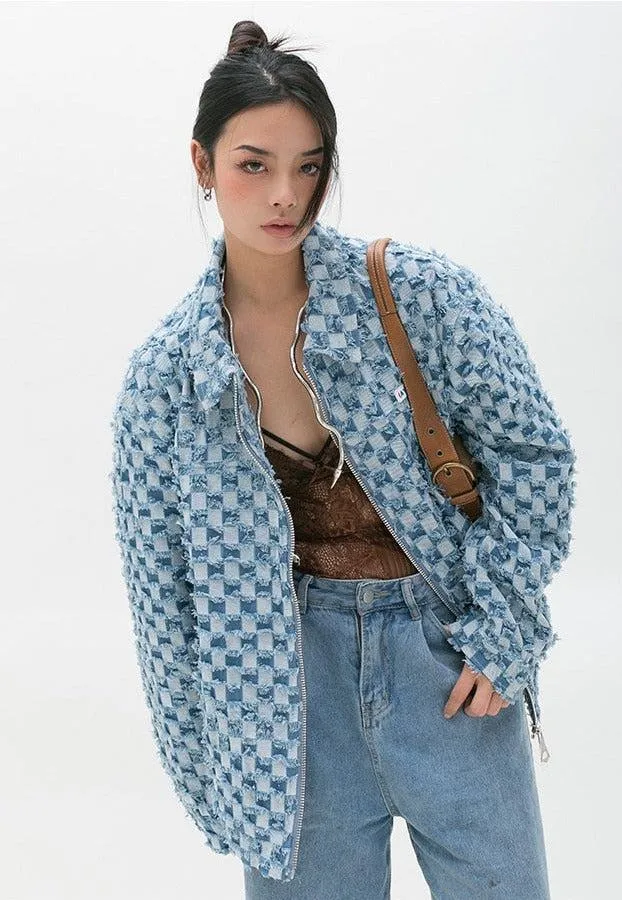 Y2K Plaid Zip Up Coat