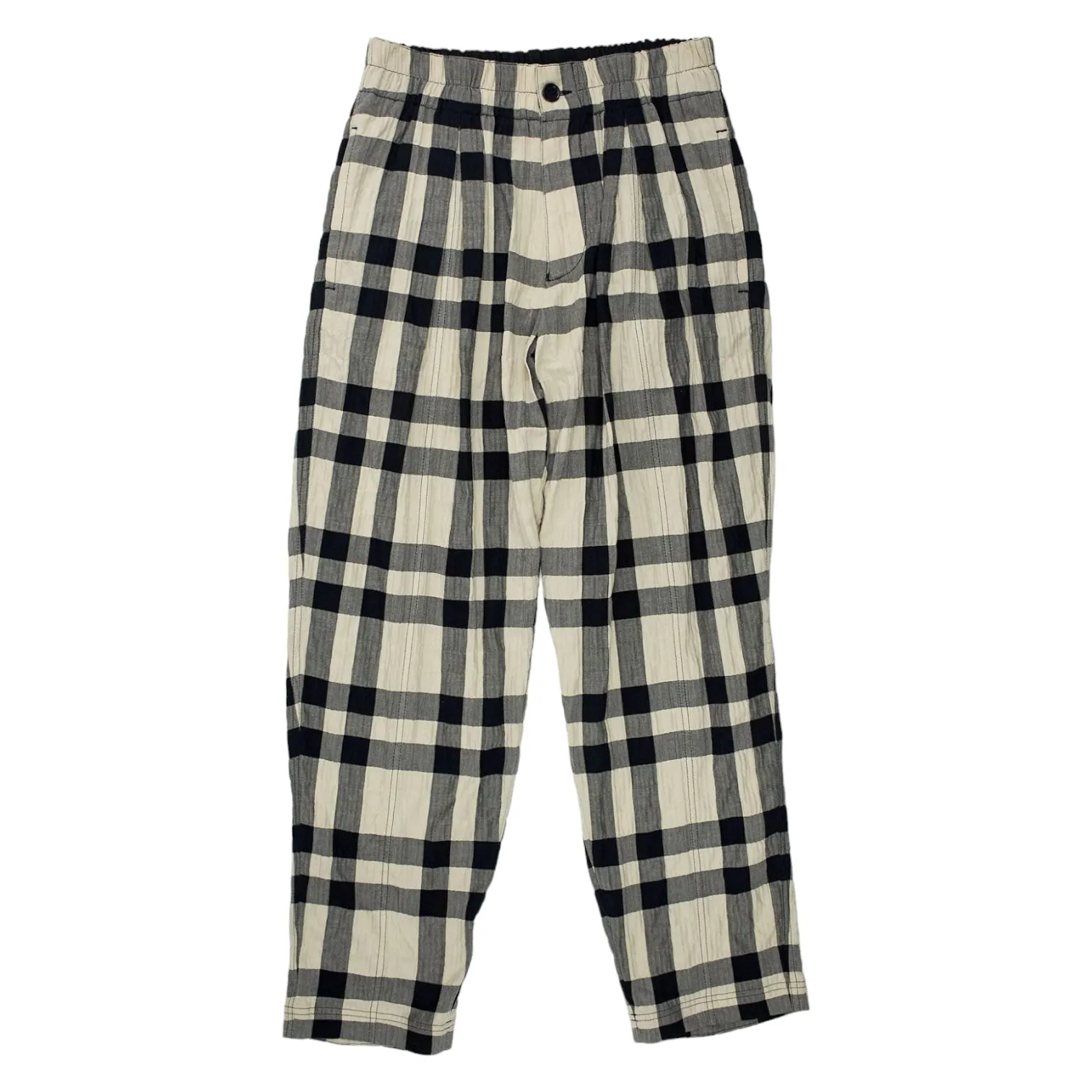 YMC Black/Ecru Check Slyvian Trousers