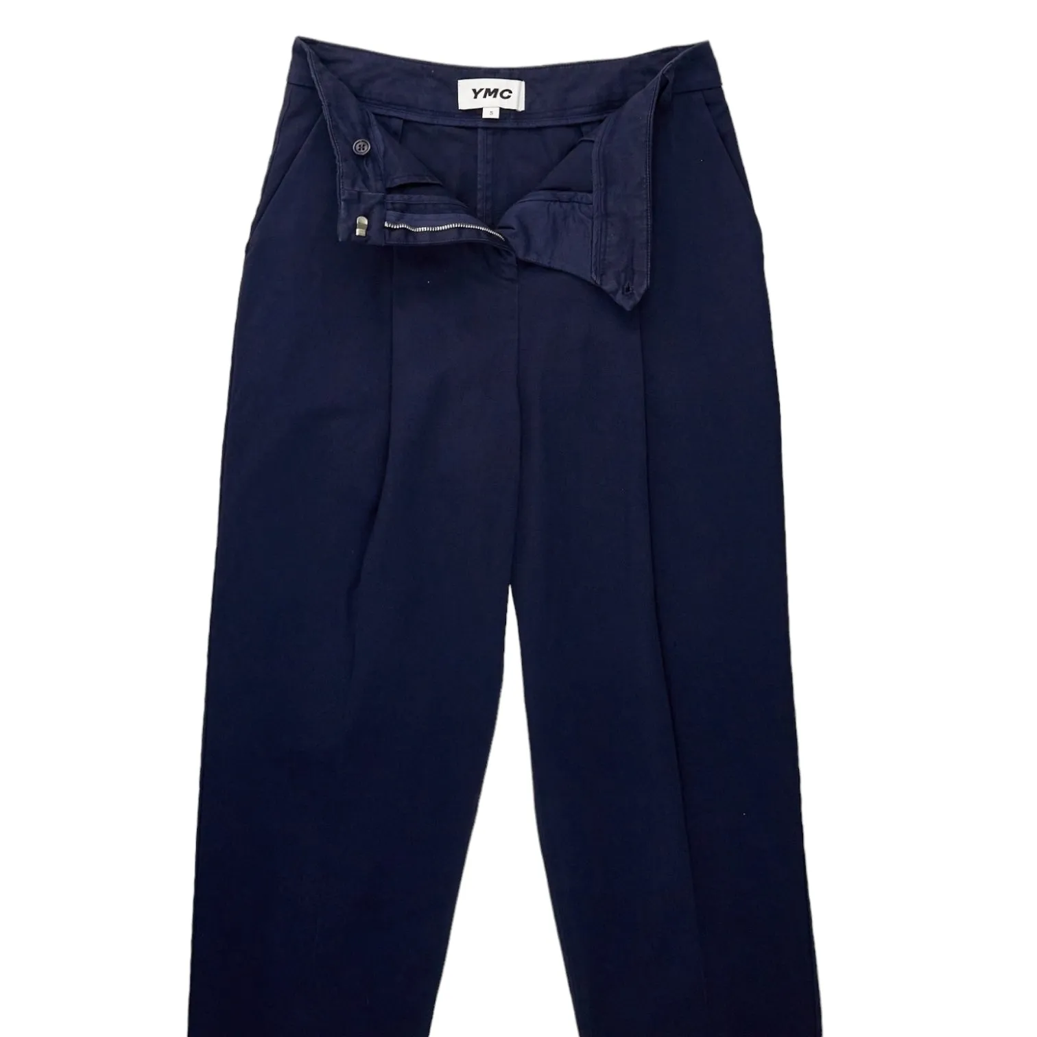 YMC Navy Pleat Front Trousers