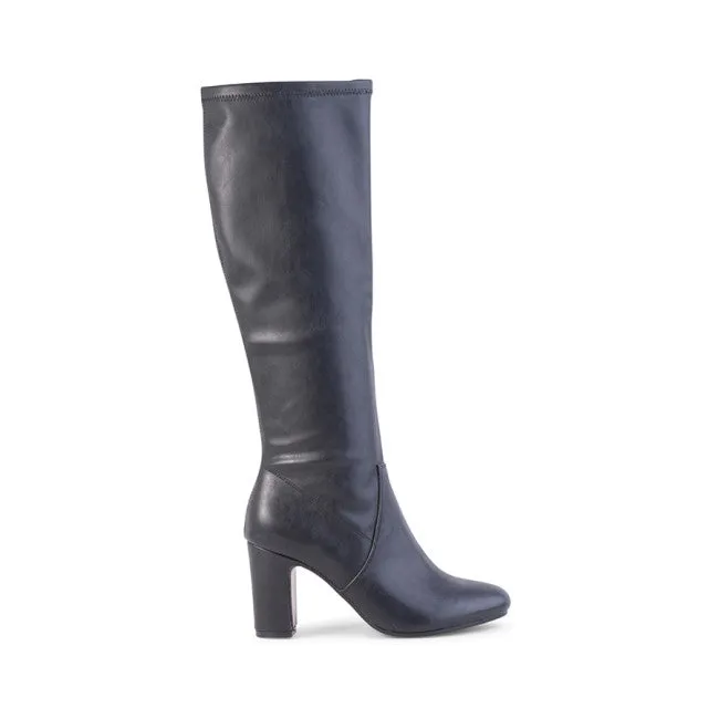 Zack Knee High Boots - Black Smooth