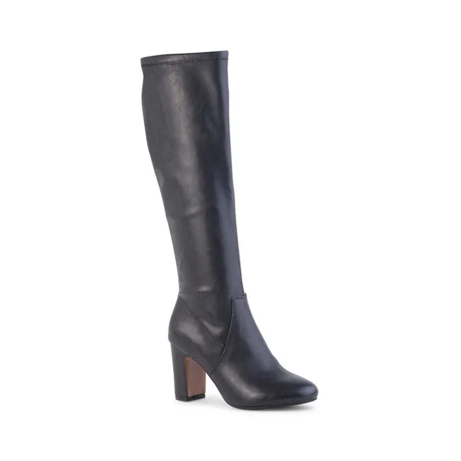 Zack Knee High Boots - Black Smooth