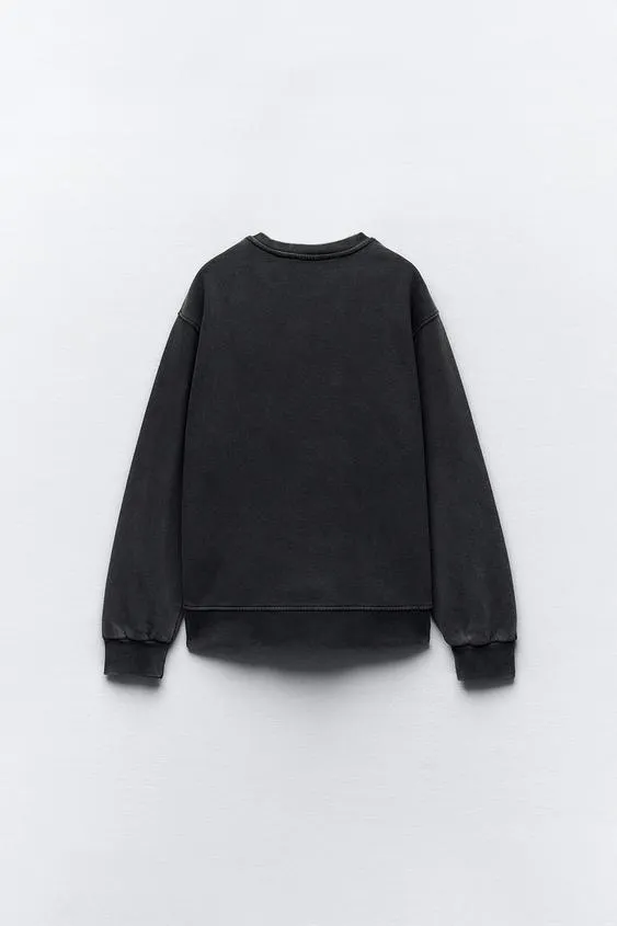 Zara Washed Rhinestone Sweatshirt