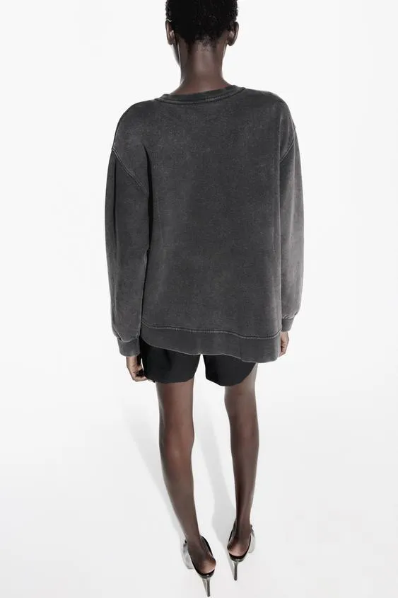 Zara Washed Rhinestone Sweatshirt